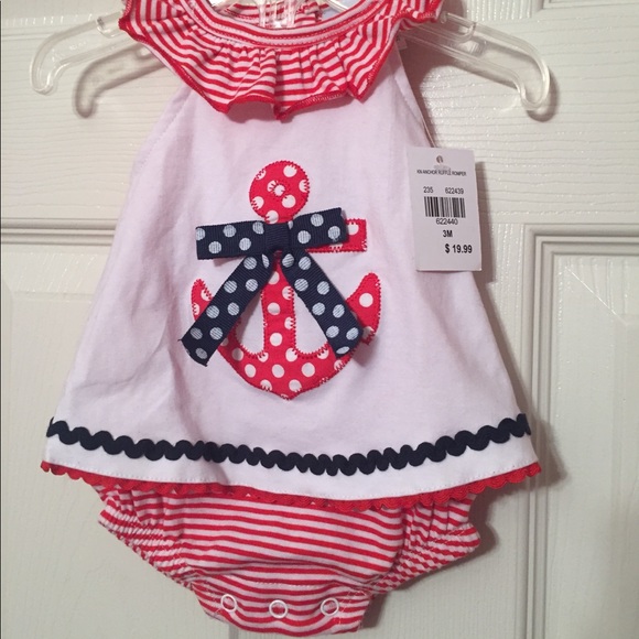 Love Being Me Other - NEW Newborn Red, White, Blue Anchor Romper 3 Month